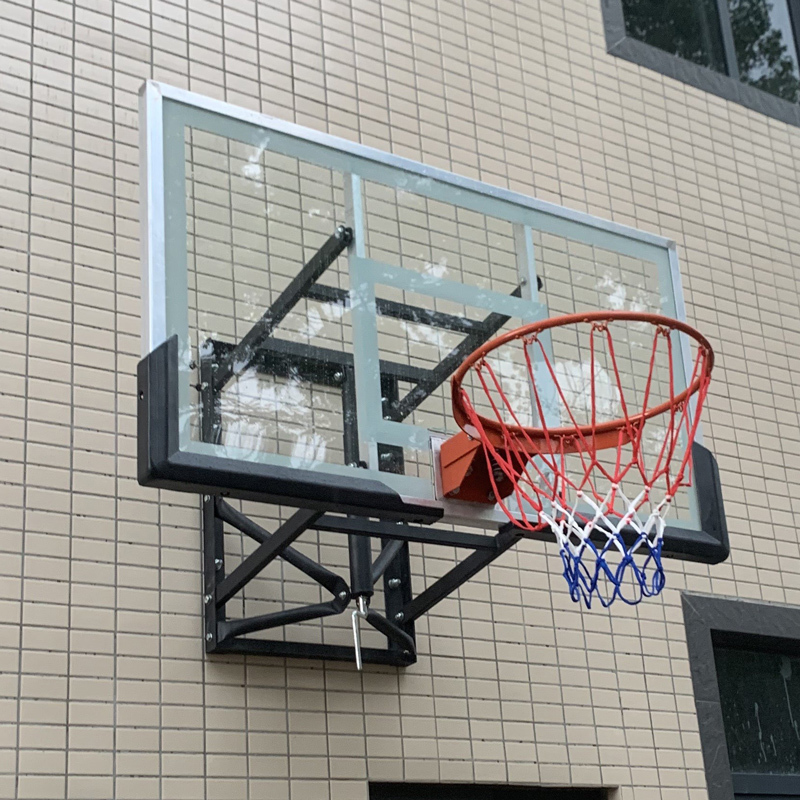 Basketball Hoop Hanging Outdoor Adult Tempered Glass Backboard Children's Training Home Use Adjustable Basketball Stand Wall-Mounted Bracket