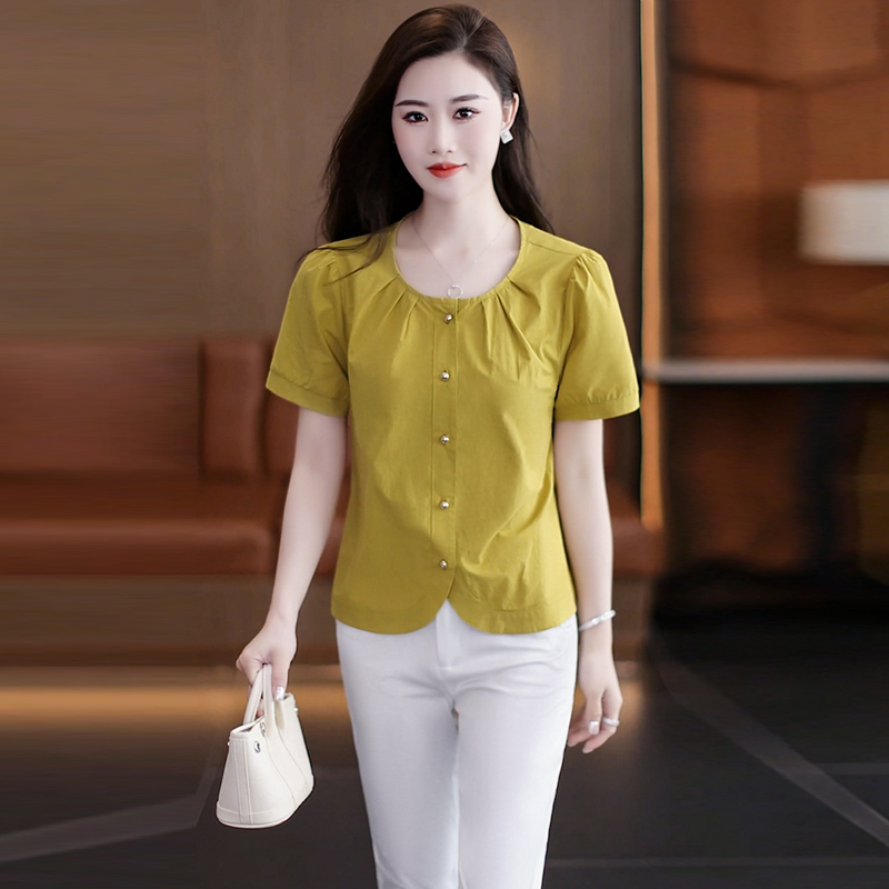 Short-Sleeved Shirt for Women 2025 New Summer Fashion Age-Reducing Petite Short Top Women's Casual Versatile Blouse Short-Sleeved Shirt for Women 2025 New Summer Fashion Age-Reducing Petite Short Top Women's Casual Versatile Blouse