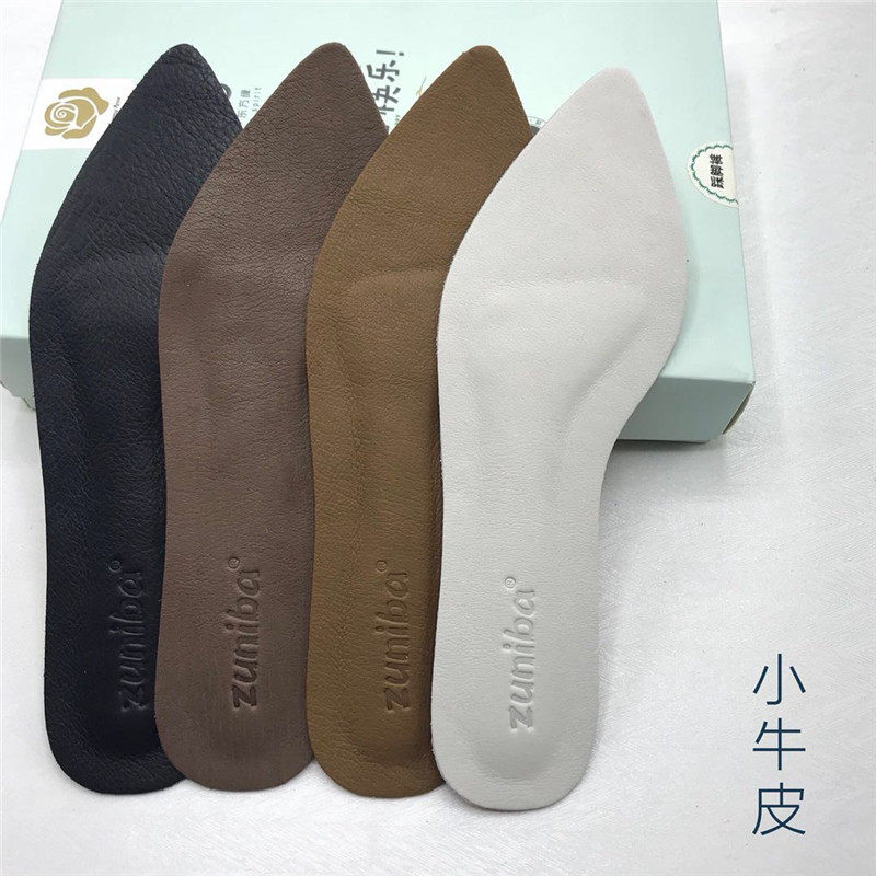 Handmade Calf Leather Lady Single Shoe Suction Sweaty Anti-Slip Without Sticky Foot High Heel Shoes Boots Fashion Insoles Soft Self-Stick