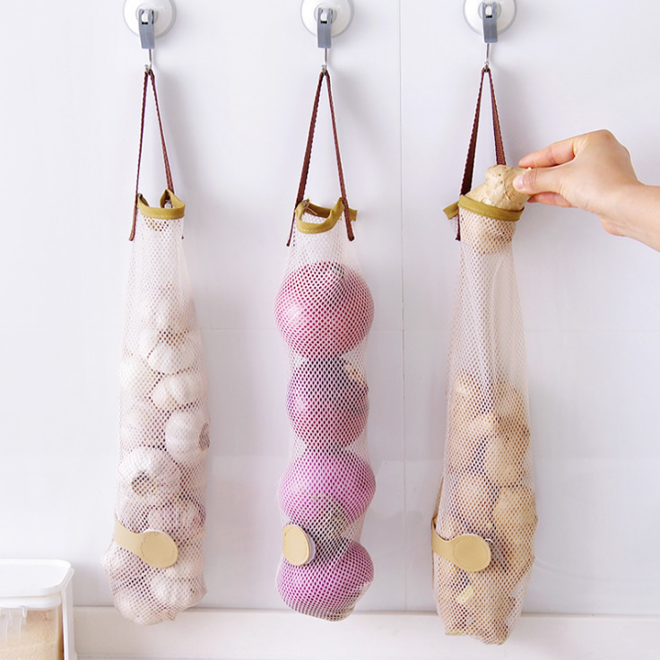 Type of hanging fruit and vegetable containing mesh bag hanging bag garlic onion ginger fruit and vegetable sorting cashier bag breathable storage bag