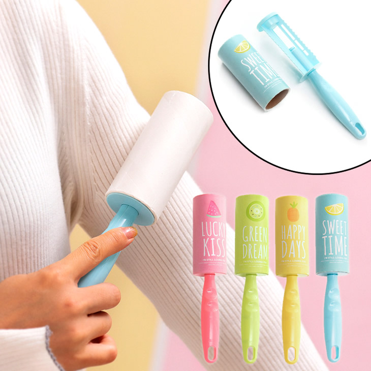 Tearable clothing sticky hair oblique tearing cartoon roller sticky hair dust removal sticky brush straight handle roller hair removal 30 tear