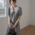 Pháp Hepburn tay phồng tay áo một đường eo nữ thần tính khí quần áo người hâm mộ quần áo nhẹ nhàng phong cách trưởng thành của phụ nữ váy mùa hè của phụ nữ - A-Line Váy