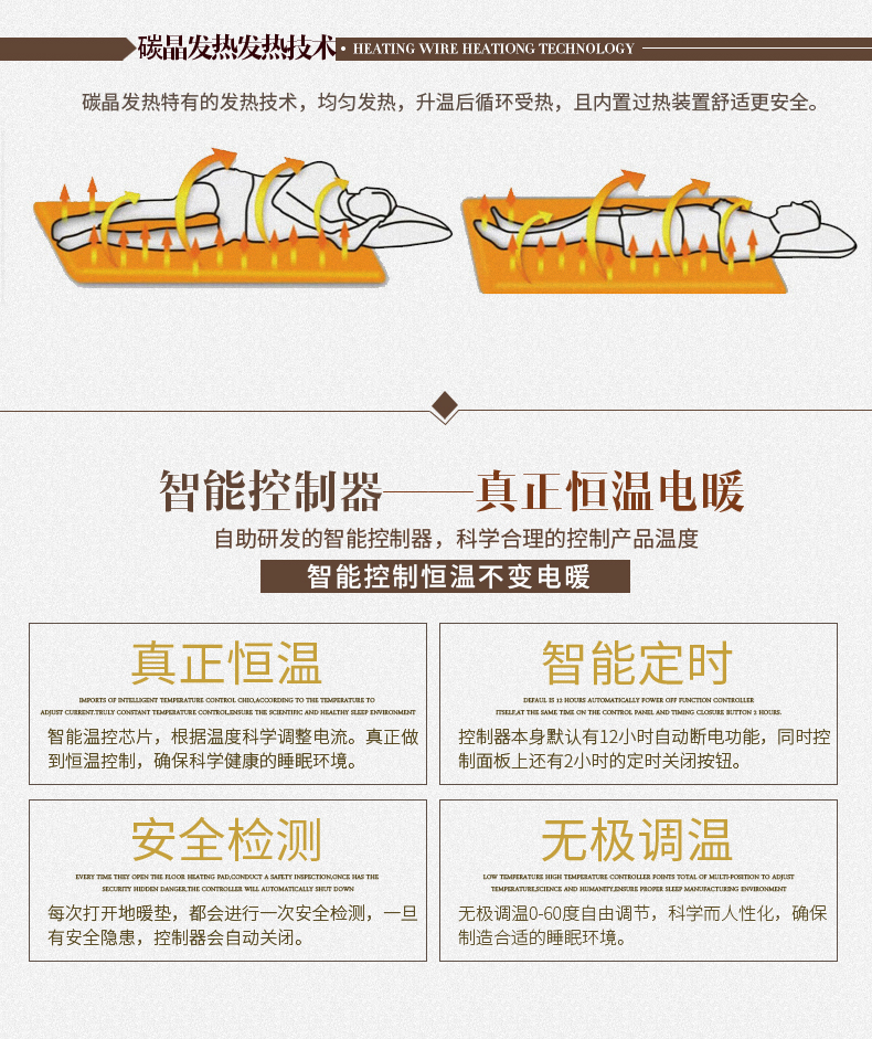 韩基电 韩国进口碳晶发热膜 木纹地暖垫 30*50cm 2秒速热不干燥 0辐射 图11