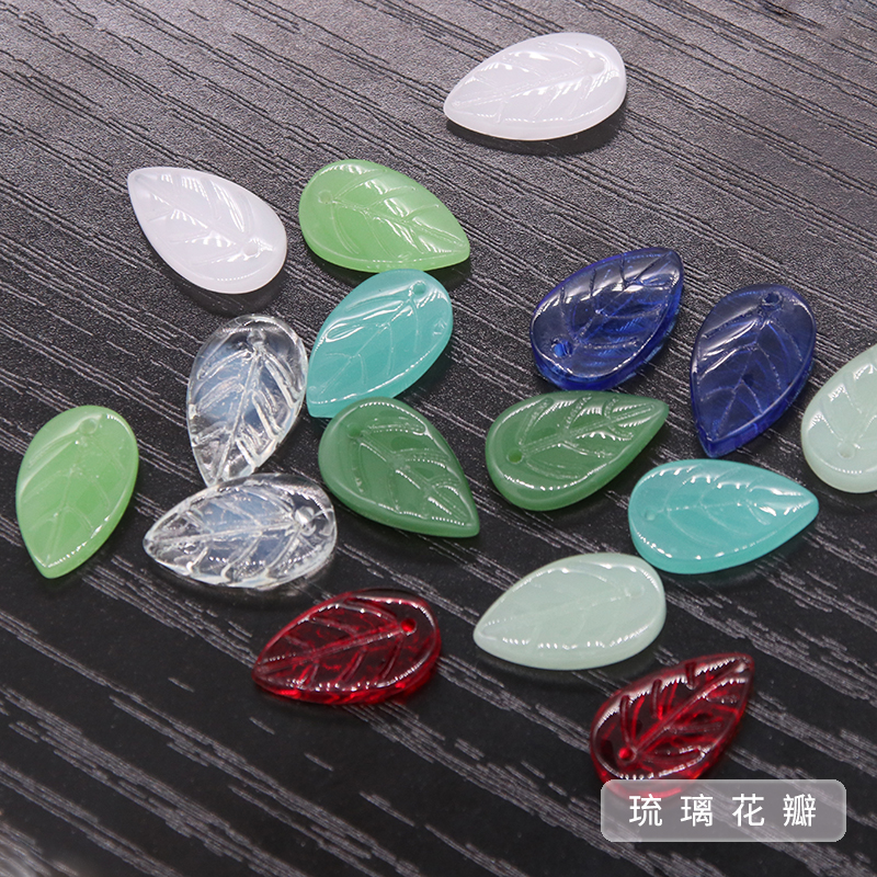 10*18mm Czech glass imitation jade petal diy antique clothing hair decoration hair decoration hair material