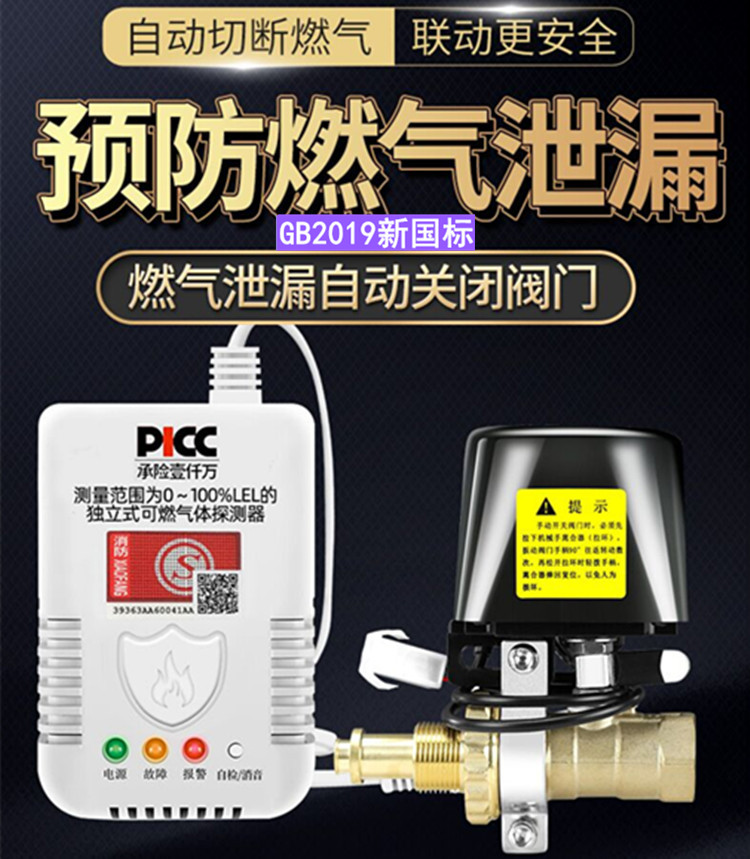 Gas alarm fire certification caterer kitchen gas liquefied gas gas leakage automatic cutting valve