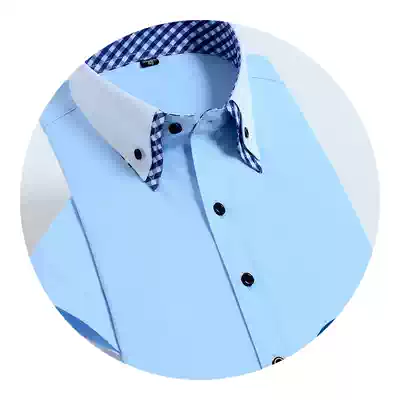 Lanben 2020 new casual short sleeve shirt men double collar business slim anti-wrinkle shirt office fashion worker