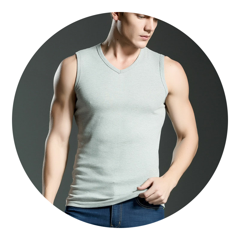 Lan Ben 2020 new wide-shouldered vest men's cotton men's waistband ribbed V-neck sleeveless T-shirt base shirt slim fit
