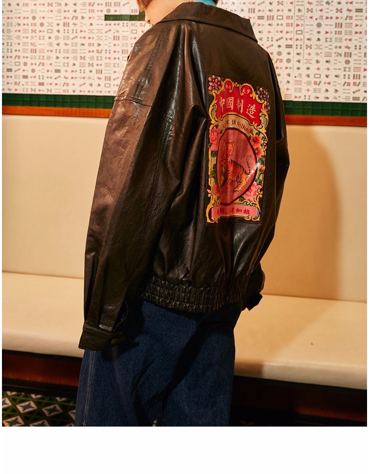 Yang Erda Dream Original Homemade 2018 Sản phẩm mới Made in China Retro Locomactor Lapel Leather Jacket Jacket áo da lộn zara