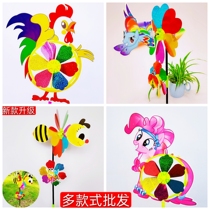 New three-dimensional colorful creative wind car toys children outdoor push small gifts windmill decoration stall hot sale