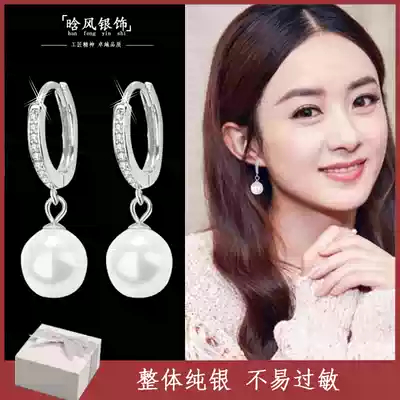 Pearl earrings 2021 New Tide Korean temperament Net Red personality Joker round face Advanced sense smart earring buckle