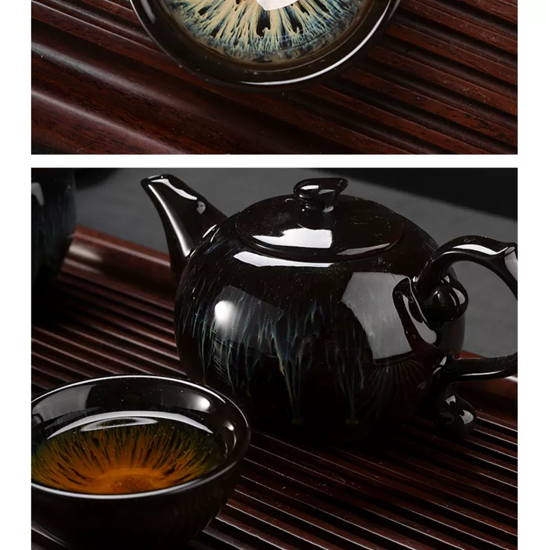 Ấm trà gốm Bộ ấm trà Kungfu Bộ tách trà gia đình nhỏ Bộ trà Kungfu di động gia dụng đơn giản - Trà sứ