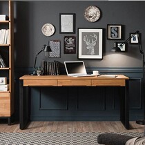 Loft Nordic industrial style study desk Solid wood home bedroom with drawer computer desk Log Wrought iron writing desk