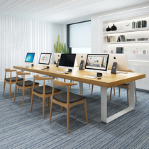 loft solid wood conference table Long table Simple modern clothing store display table workbench office desk and chair combination