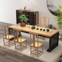 New Chinese style solid wood tea table and chair combination office kung fu tea table modern Zen 1 meter 8 tea table log tea table