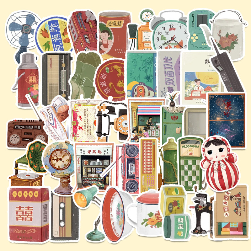 Handmade Stickers for Planners, Nostalgic Memories of the 80S and 90S, Vintage DIY Decoration, Waterproof Stickers