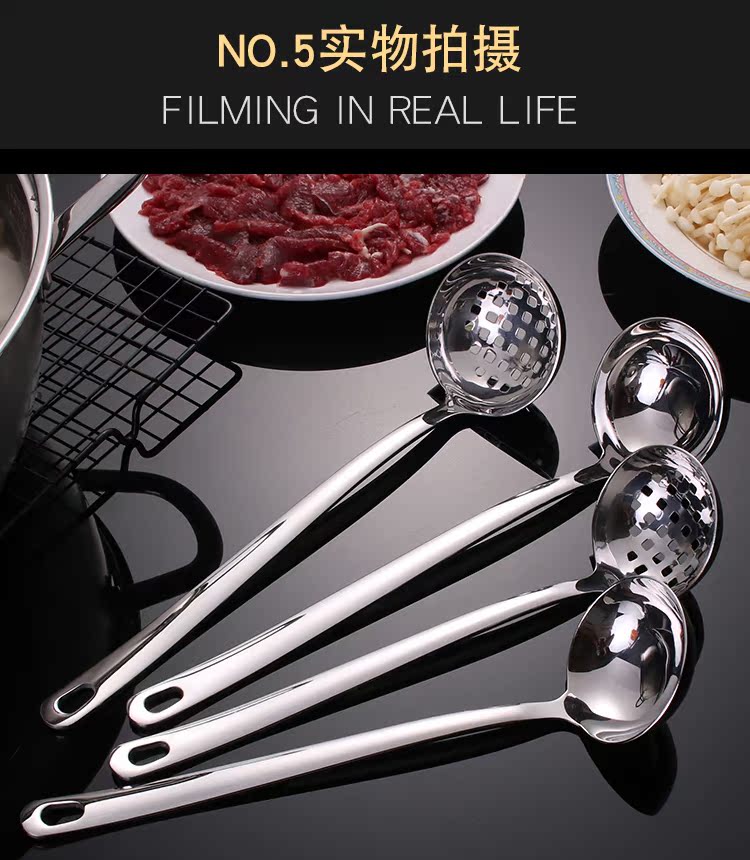 Muỗng inox 304 cháo dày nồi lẩu cháo đặt lớn súp vỏ dài tay cầm cháo thìa nhà bếp kệ để dao