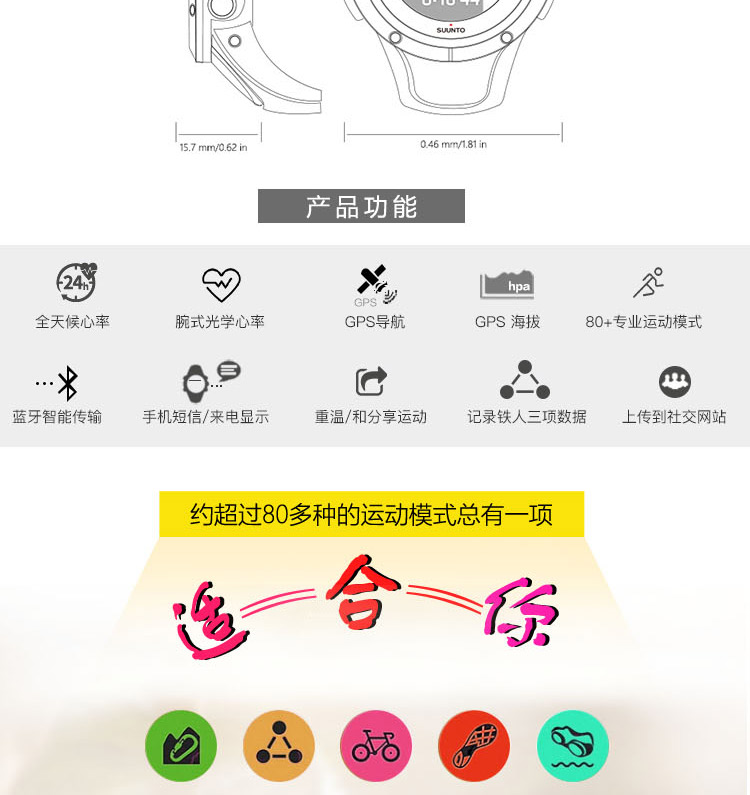 颂 拓 Suunto Sparta trainer mát mẻ chạy bộ đo nhịp tim thông minh Đồng hồ thông minh chức năng GPS ngoài trời - Giao tiếp / Điều hướng / Đồng hồ ngoài trời đồng hồ thế giới di dộng