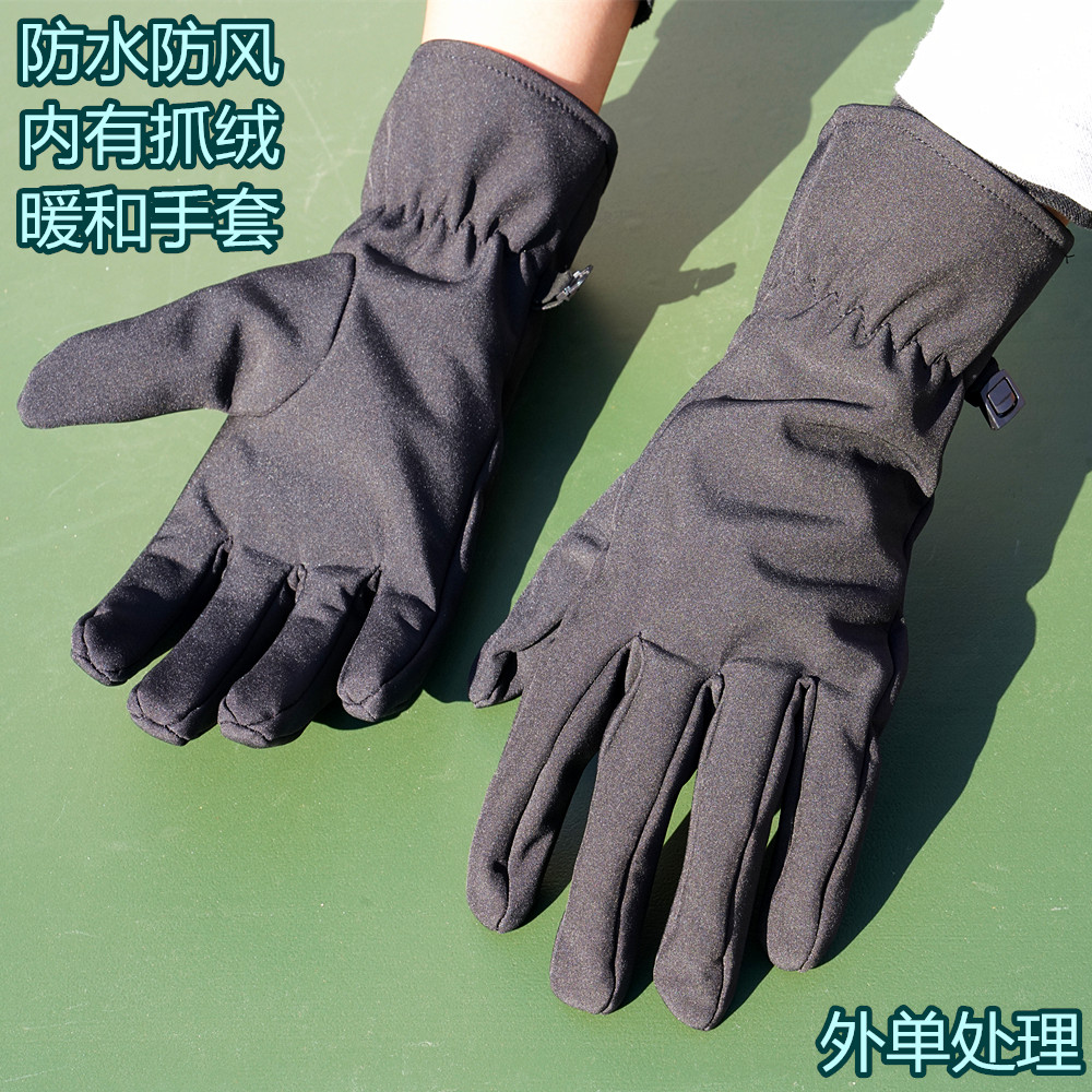 Black waterproof, windproof, snowproof, thin fleece gloves