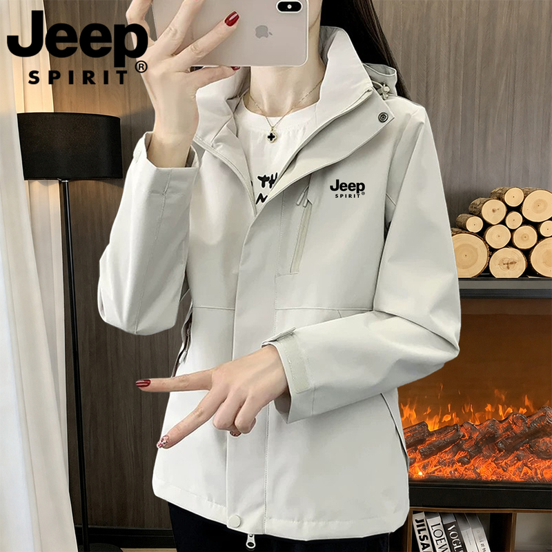 Jeep Outdoor Jacket for Women 2026 New Spring and Autumn Small Size Windproof and Waterproof Sports Mountaineering Jacket