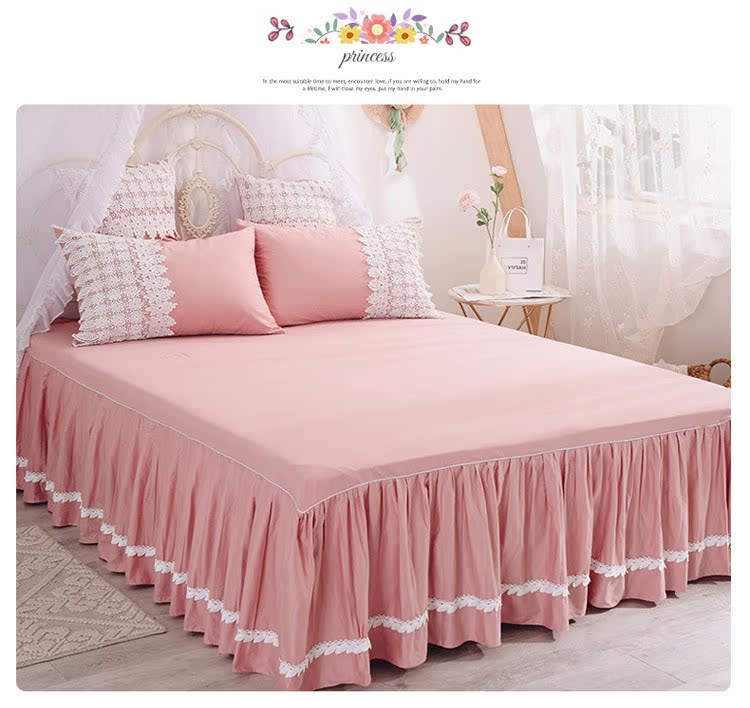 Váy ren kiểu Pháp công chúa cotton váy đơn mảnh cotton màu rắn loại váy ruffle bed cover bed sheet cover trượt - Váy Petti giường váy