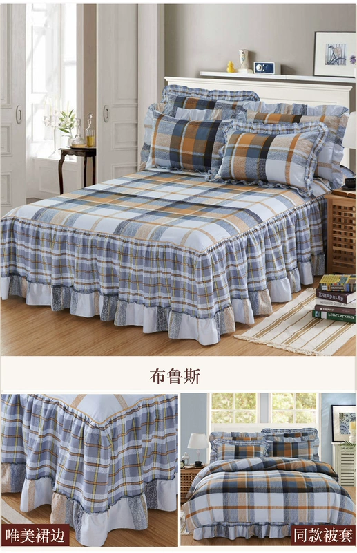 bông Hàn Quốc một mảnh giường bông váy công chúa màu hồng gió lá sen ren bedspread 1,8 m tấm trượt sản phẩm duy nhất - Váy Petti