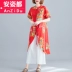 Mùa hè 2019 phong cách dân tộc mới của phụ nữ áo sơ mi hoa ngắn tay của phụ nữ retro áo sơ mi dài giữa lỏng lẻo vải cotton và vải lanh - Áo sơ mi