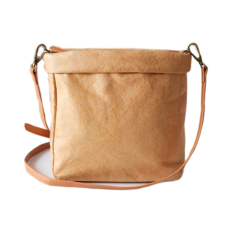Minimalist DuPont Paper Waterproof Kraft Paper Crossbody Bag for DJI Pocket 3, Small Square Vintage Japanese Style Pleated Bag for Women - Thumbnail 2
