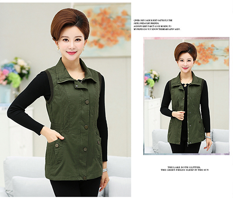 Áo bà mẹ trung niên chất liệu áo khoác cotton mùa xuân và mùa thu ngắn - Áo vest áo khoác nữ kaki
