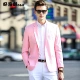 Người đàn ông có ý tốt với bộ đồ mỏng màu hồng nam phiên bản Hàn Quốc của bộ đồ màu hồng một nút đôi button áo khoác nam của Anh - Áo khoác đôi