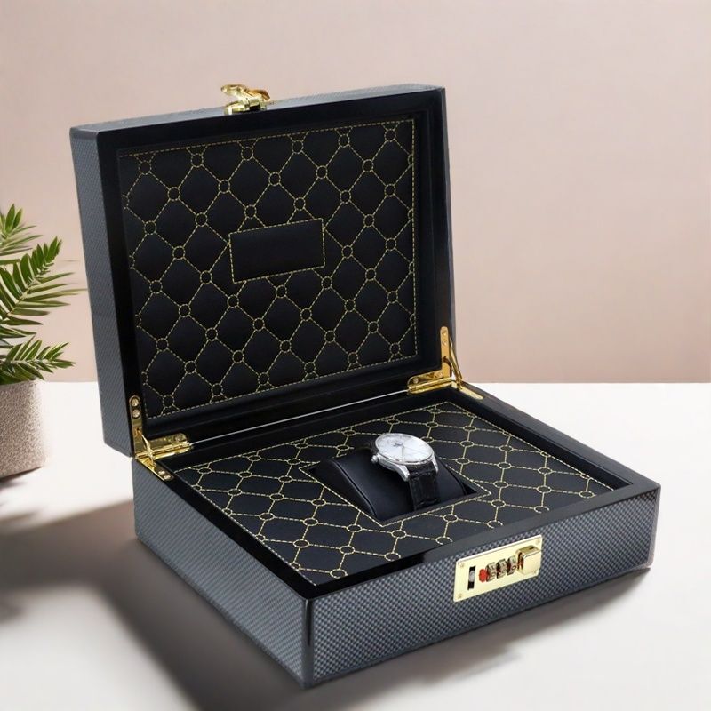 High-End Watch and Jewelry Storage Box, Dust-Proof, Multi-Functional, High-End Password-Protected Box, Carbon Fiber Watch Display Box, Gift Box High-End Watch and Jewelry Storage Box, Dust-Proof, Multi-Functional, High-End Password-Protected Box, Carbon Fiber Watch Display Box, Gift Box