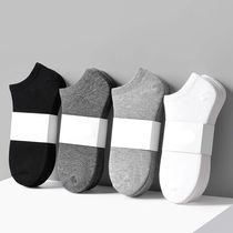 (5 10 pairs ) Sock Men's Low Gang Pure Summer Socks Sweaty and Shallow 4 Anti-smelly Socks Black and White Gray