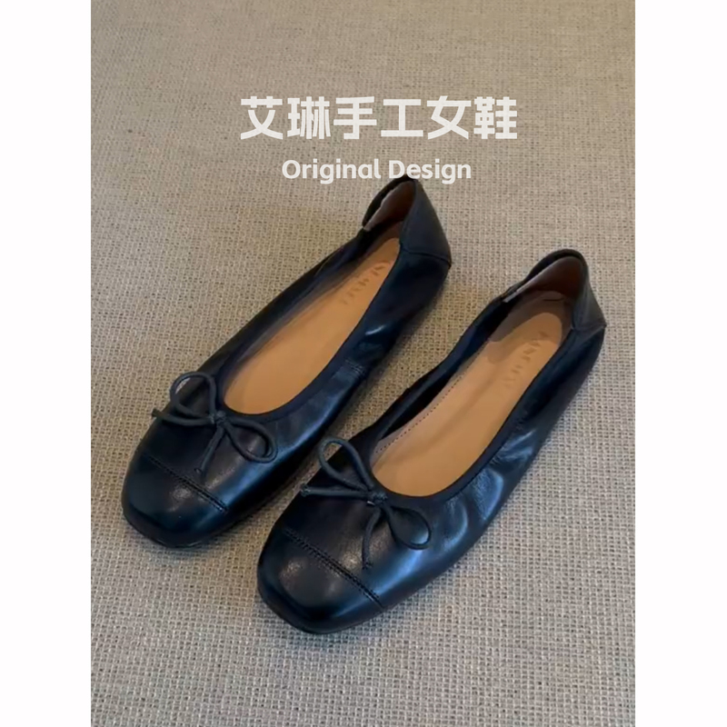 Sheepskin Flat Shallow Mouth Single Shoes for Women, Suitable for Commuting and Work, Soft Leather Ballet Shoes, Large Size Women's Shoes, Soft Sole Black Boat Shoes Sheepskin Flat Shallow Mouth Single Shoes for Women, Suitable for Commuting and Work, Soft Leather Ballet Shoes, Large Size Women's Shoes, Soft Sole Black Boat Shoes