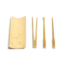 Bamboo relief plum blossom Four Junzi set Teaspoon tea clip Tea lotus tea needle Kung Fu Tea Six Junzi Tea Ceremony zero match