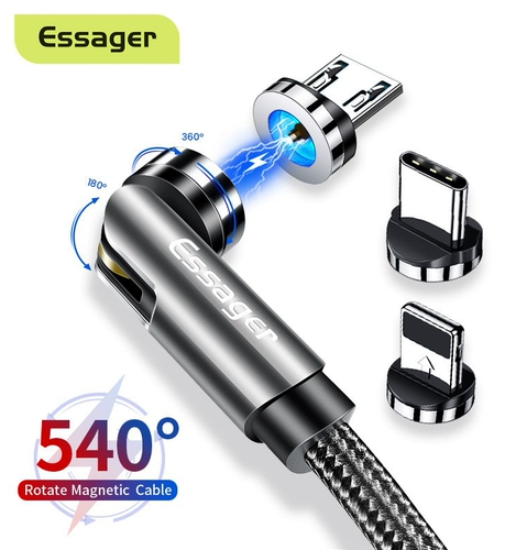 Essager540 G Вращающаяся магнитная всасывающая кабель всасывания Трехно -в одном круглой слепой линии поглощения изгибающий магнитный всасывающий кабель