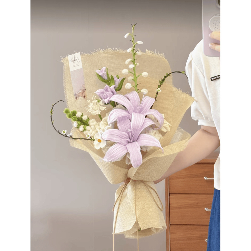 520 Twisty Stick Bouquet DIY Handmade Material Kit Homemade Lily and Rose Finished Bouquet Gift for Good Friends