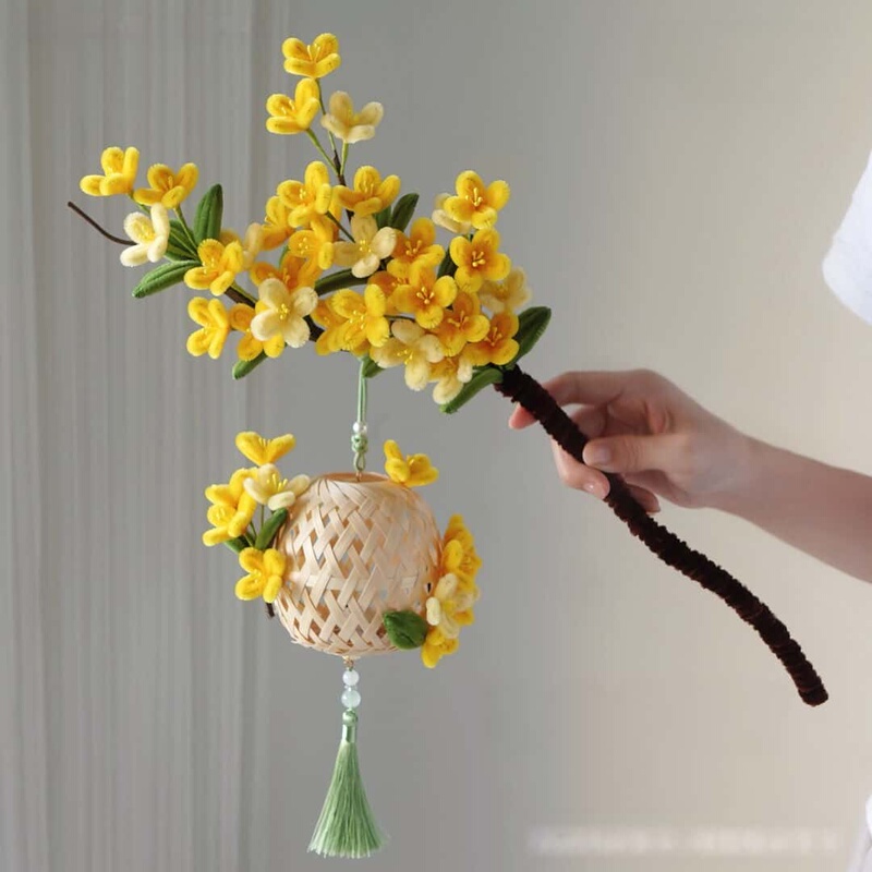 Mid-Autumn Festival Creative Twist Stick LAOSHU Osmanthus Hand-Held Lantern DIY Material Kit LAOSHU Lantern Finished Product to Give to a Good Friend