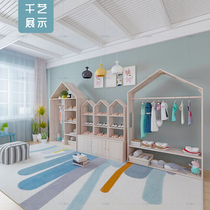 Childrens clothing store display rack Clothing store floor ins Nordic shelf Solid wood creative combination cabinet Entertainment area display cabinet