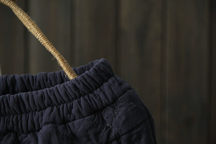 Quần cotton nữ bán nước hoa mùa đông lỏng lẻo và vải lanh dày mặc giản dị quần chần gió quốc gia retro kẻ sọc quần harem