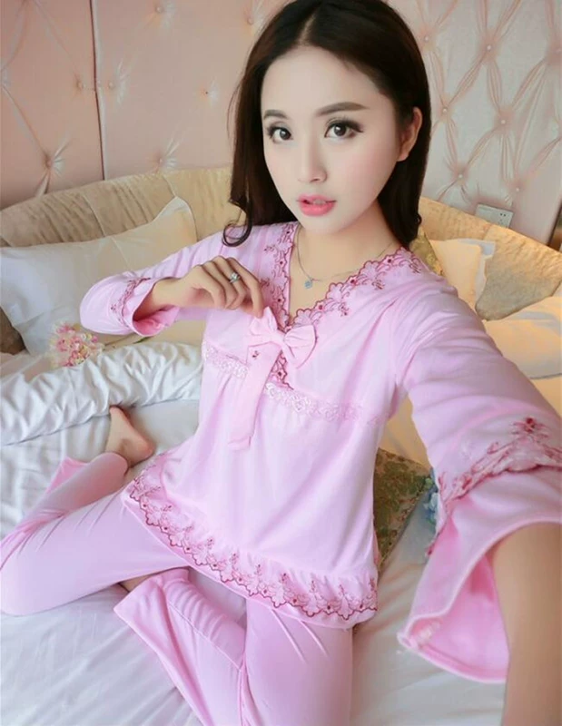 Bộ đồ ngủ cotton mùa xuân và mùa thu dành cho nữ mùa hè mỏng