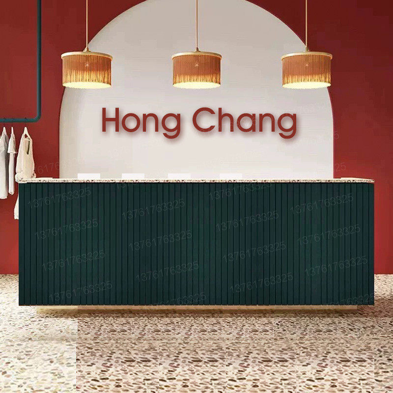 Painting front desk reception counter imitation marble bar net red welcome Taiwan beauty salon arc startup high end