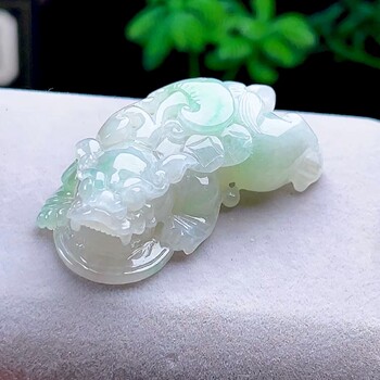 Authentic natural a-grade jade to attract wealth, pixiu jade pendant, burmese jadeite, icy green, ruyi pixiu pendant
