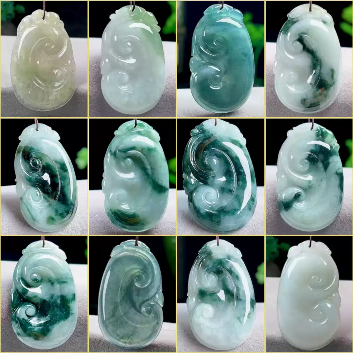 如意  玉石 緬甸產滿綠翡翠玉如意吊墜天然玉石男女通用大件玉墜A貨保真玉掛件