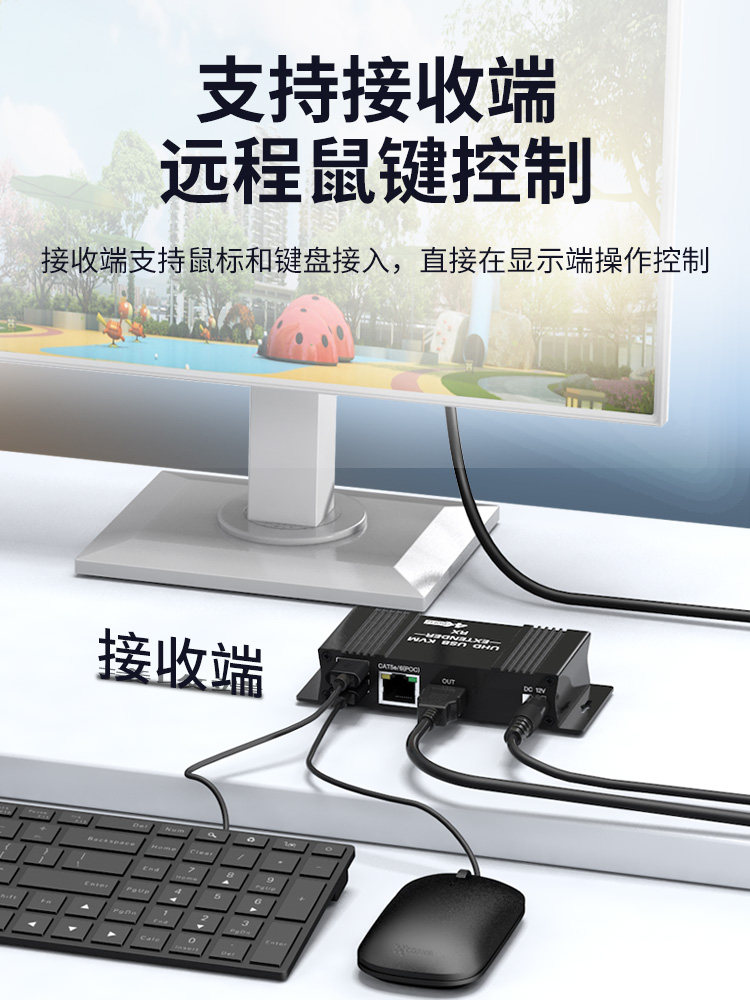 Tengfei Hdmi2.0 Extender 4K60Hz High-Definition to Network Cable Rj45 Network Port Transceiver Kvm Audio and Video Transmitter USB Mouse and Keyboard Signal Amplifier Converter Lan