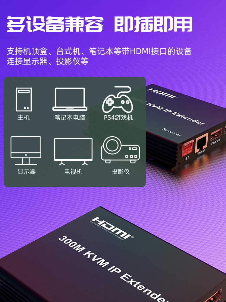 Tengfei HDMI Extender Kvm Mouse and Keyboard 4K High-Definition to Network Cable Rj45 Network Port Transceiver Audio and Video Transmitter USB Signal Amplifier Converter Switch One Transmitter Multiple Receivers