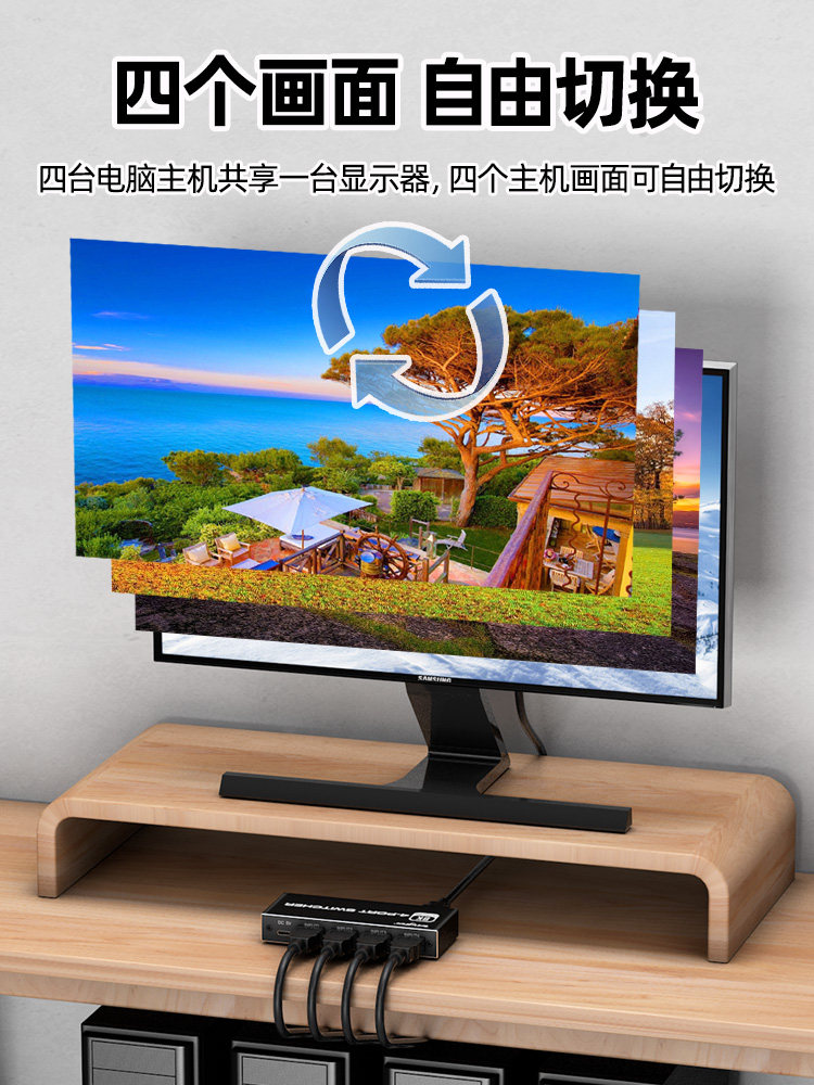 HDMI Switcher Four in One Out 8K@60Hz Version 2.1 Ps5/Xbox 5 in 1 Out Splitter Automatic Switching Vrr and Hdr10+ Ultra-Clear 4K@120Hz High Refresh Rate Cec Transparent Transmission