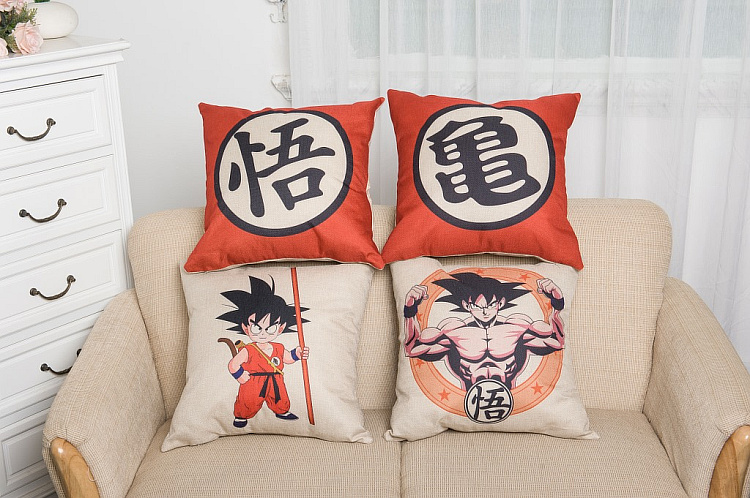 Bảy viên bi ăn trưa Đệm bóng Sun Wukong Cotton Xe Ô tô Đệm Rùa Bất tử Gối Văn phòng Eo tựa lưng Mat gối mền 2in1