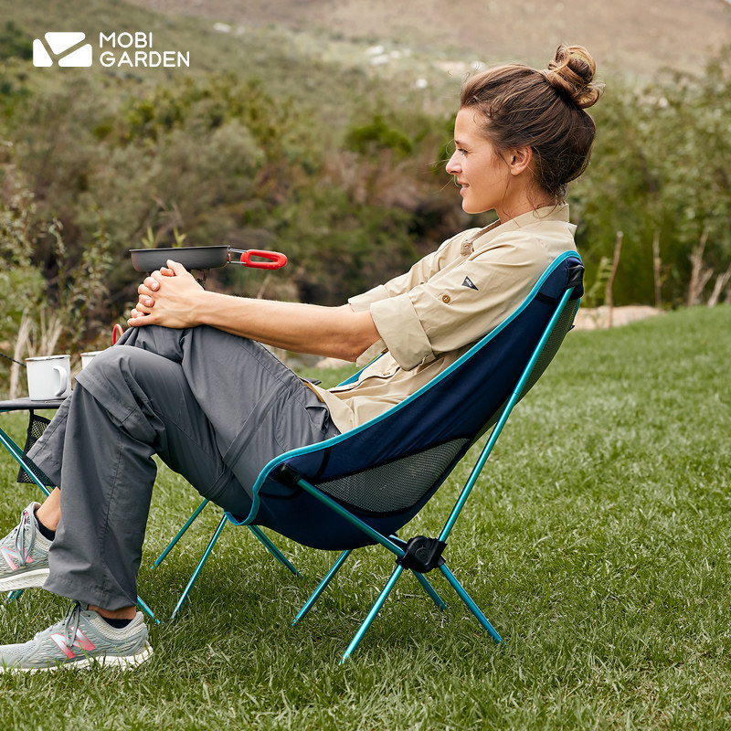Mu Gaodi ultra-light outdoor aluminum alloy folding chair portable backrest stool camping moon chair beach deck chair picnic