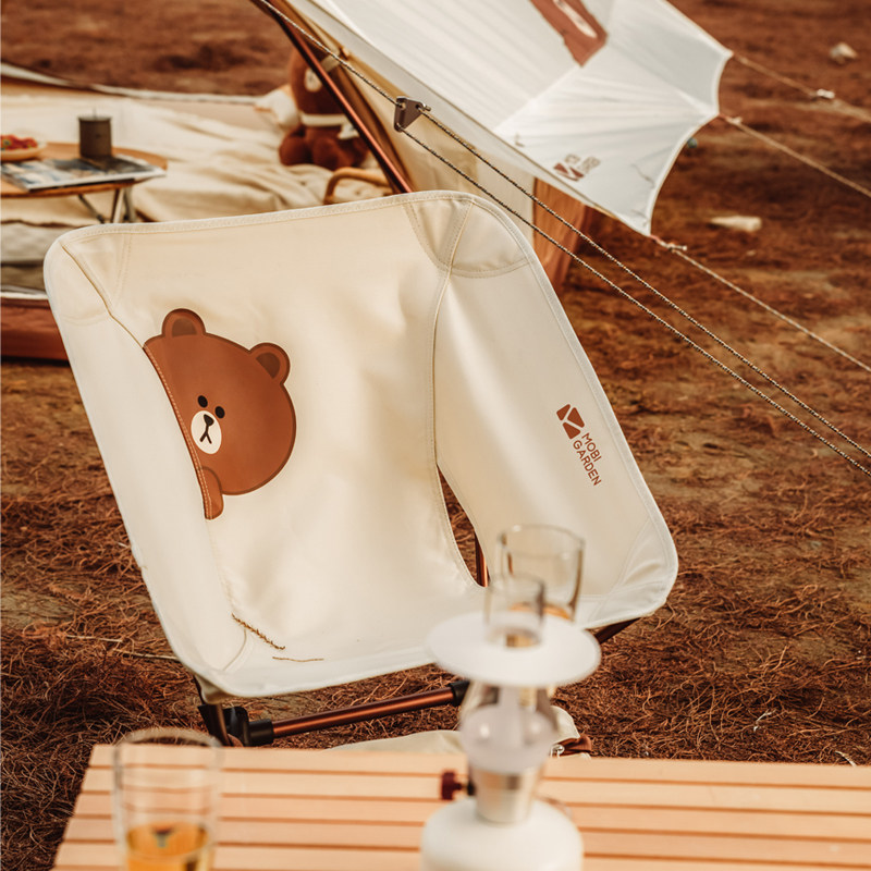Mugaodi Line Friends Joint Vigorous Brown Bear Portable Fishing Chair Backrest Small Stool YY