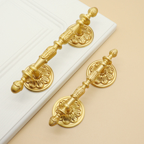 American-style cabinet door pull-style pure copper wardrobe drawer Nordic gold modern minimalist brass new Chinese door handle