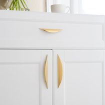 Drawer cabinet door handle brass modern minimalist light luxury new Chinese American French wardrobe cabinet golden door handle
